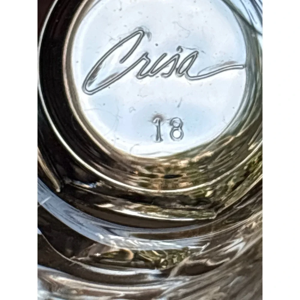 Crisa Optic Glass Thumbprint Highball Tumbler Clear Hexagonal Base 5.5